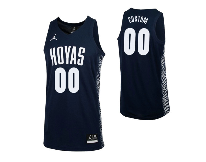 Men's Georgetown Hoyas #00 Custom College Basketball Replica Jersey Navy