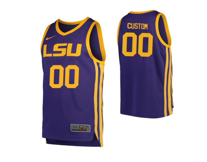 Men's LSU Tigers #00 Custom College Basketball Replica Jersey Purple