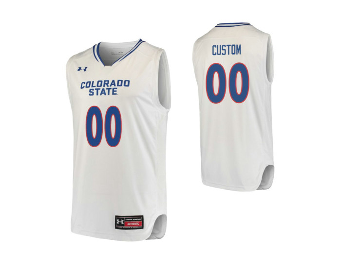 Men's Colorado State Rams #00 Custom College Basketball Replica Jersey White