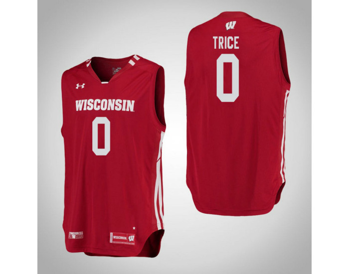 Wisconsin Badgers #0 D'Mitrik Trice Replica College Basketball Jersey Red