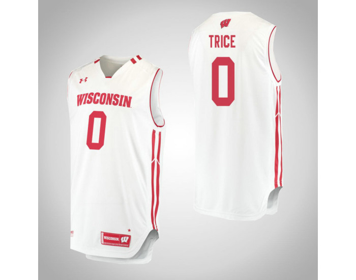 Youth Wisconsin Badgers #0 D'Mitrik Trice Replica College Basketball Jersey White
