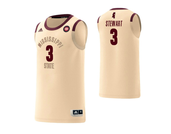 Youth Mississippi State Bulldogs #3 D.J. Stewart Harlem Renaissance Authentic College Basketball Jersey Cream
