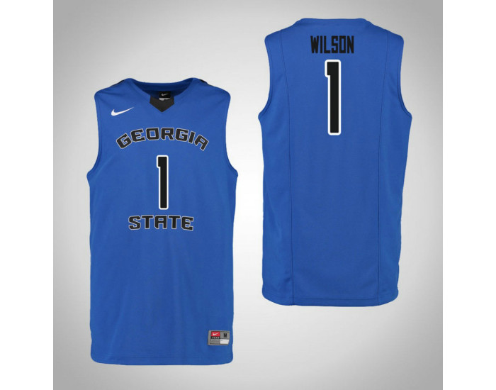 Georgia State Panthers #1 Damon Wilson Authentic College Basketball Jersey Blue