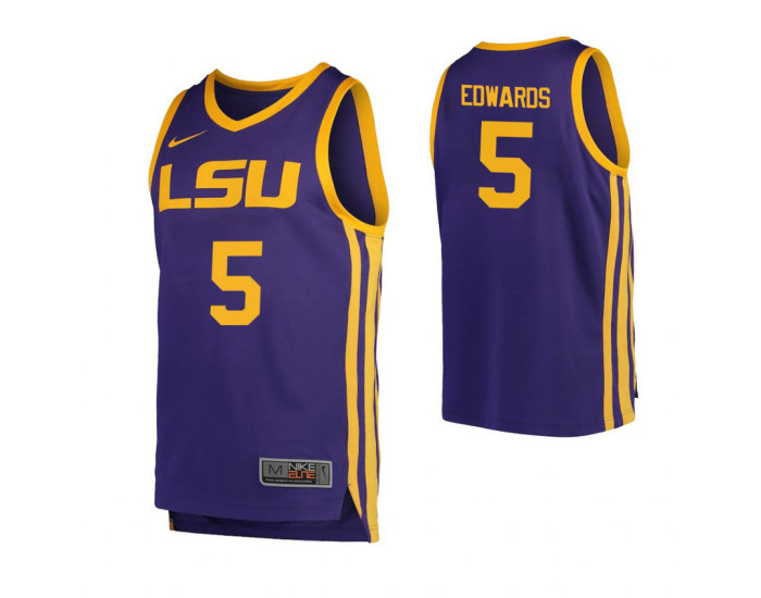 LSU Tigers #5 Daryl Edwards Authentic College Basketball Jersey Purple