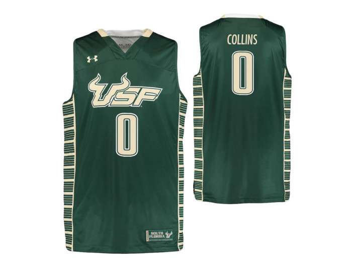South Florida Bulls #0 David Collins Authentic College Basketball Jersey Green