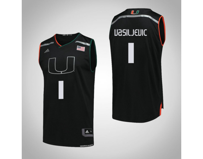 Miami Hurricanes #1 Dejan Vasiljevic Replica College Basketball Jersey Black