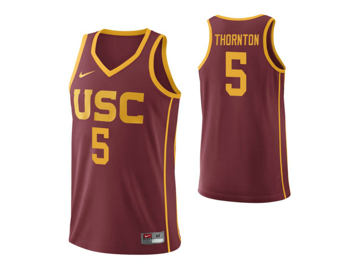 Youth USC Trojans Derryck Thornton Replica College Basketball Jersey Cardinal