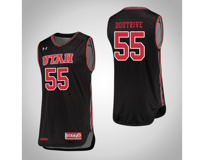 Youth Utah Utes #55 Devante Doutrive Authentic College Basketball Jersey Black