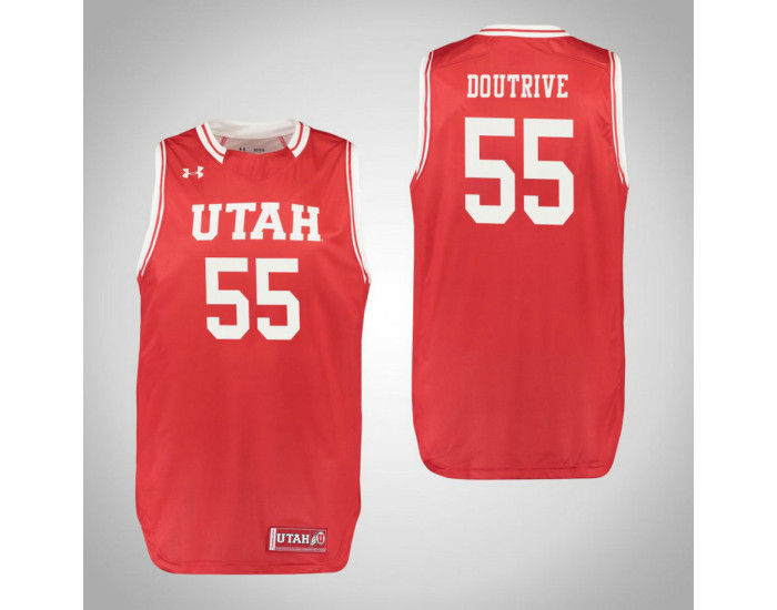 Utah Utes #55 Devante Doutrive Replica College Basketball Jersey Red