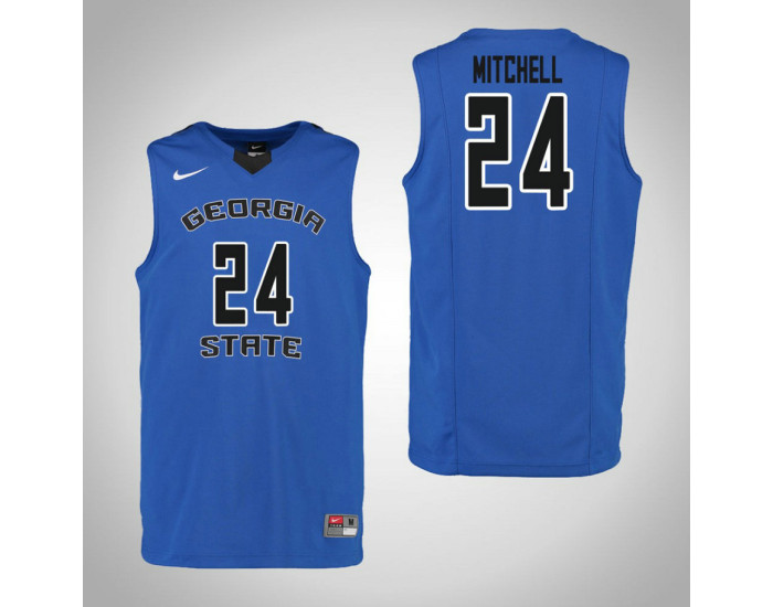 Georgia State Panthers #24 Devin Mitchell Authentic College Basketball Jersey Blue