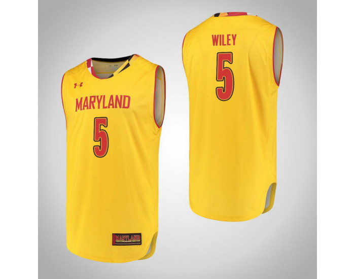 Maryland Terrapins #5 Dion Wiley Replica College Basketball Jersey Yellow