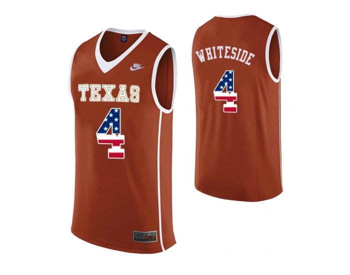 Texas Longhorns #4 Drayton Whiteside USA Flag Replica College Basketball Jersey Orange