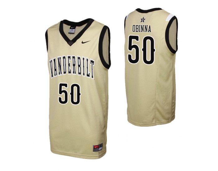 Vanderbilt Commodores Ejike Obinna Replica College Basketball Jersey Gold