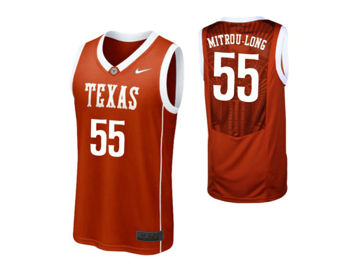 Youth Texas Longhorns #55 Elijah Mitrou-Long Replica College Basketball Jersey Burnt Orange