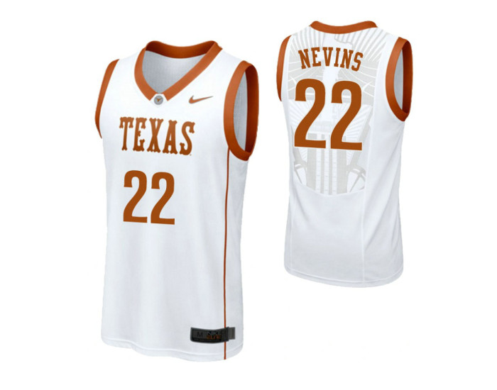 Youth Texas Longhorns #22 Blake Nevins Authentic College Basketball Jersey White
