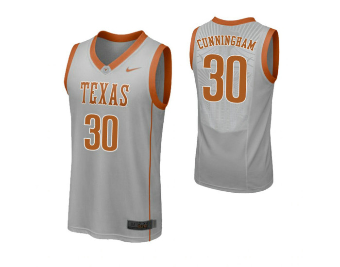 Texas Longhorns #30 Brock Cunningham Replica College Basketball Jersey Gray
