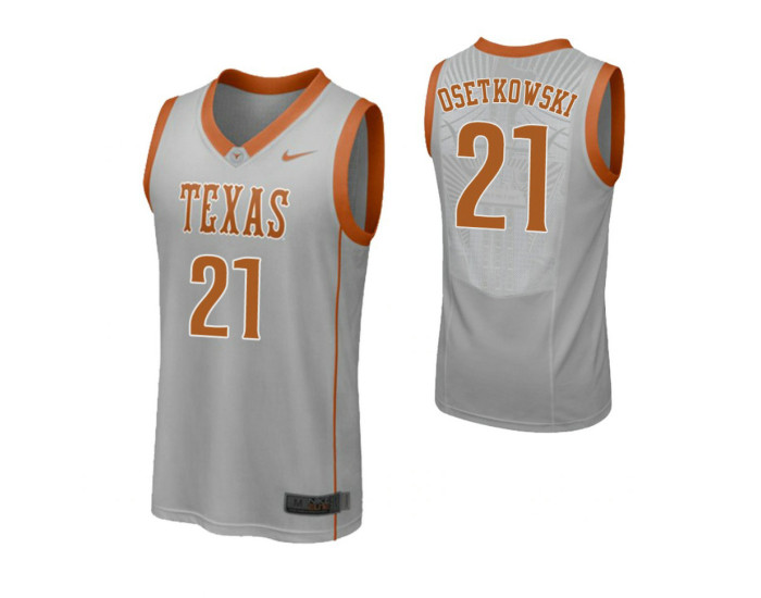 Texas Longhorns #21 Dylan Osetkowski Replica College Basketball Jersey Gray