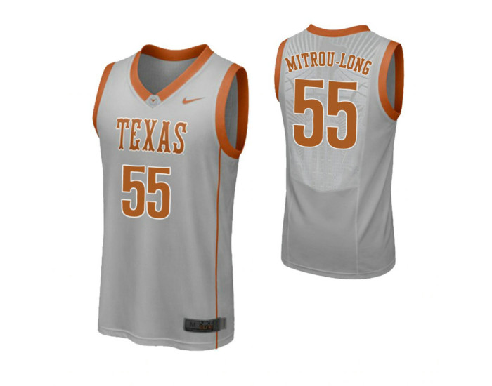 Youth Texas Longhorns #55 Elijah Mitrou-Long Authentic College Basketball Jersey Gray