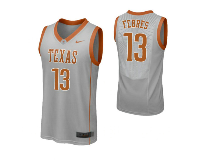 Youth Texas Longhorns #13 Jase Febres Replica College Basketball Jersey Gray