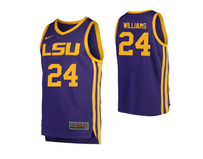Youth LSU Tigers #24 Emmitt Williams Replica College Basketball Jersey Purple