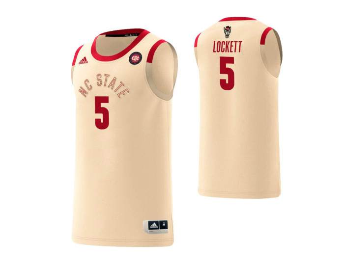Youth NC State Wolfpack #5 Eric Lockett Harlem Renaissance Replica College Basketball Jersey Cream