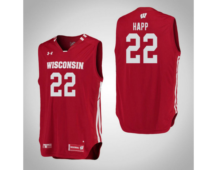 Wisconsin Badgers #22 Ethan Happ Replica College Basketball Jersey Red