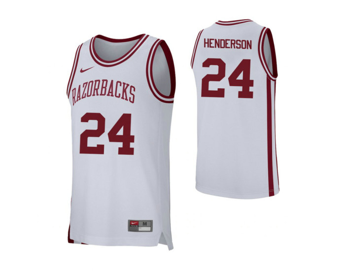 Youth Arkansas Razorbacks #24 Ethan Henderson Authentic College Basketball Jersey White