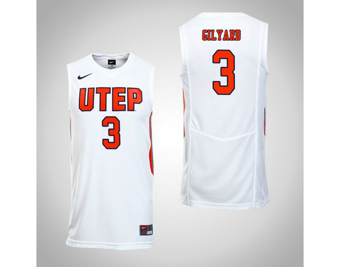 UTEP Miners #3 Evan Gilyard Authentic College Basketball Jersey White