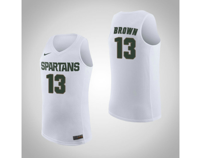 Michigan State Spartans #13 Gabe Brown Road Authentic College Basketball Jersey White