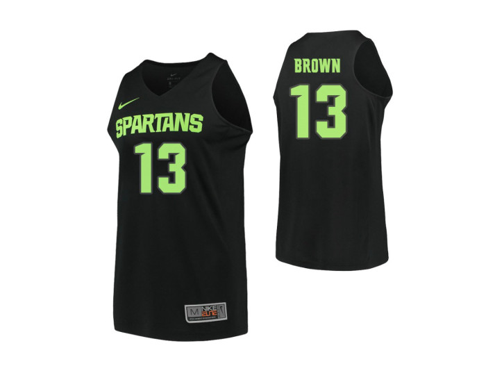 Youth Michigan State Spartans #13 Gabe Brown Replica College Basketball Jersey Black