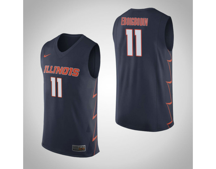 Illinois Fighting Illini #11 Greg Eboigbodin Authentic College Basketball Jersey Navy