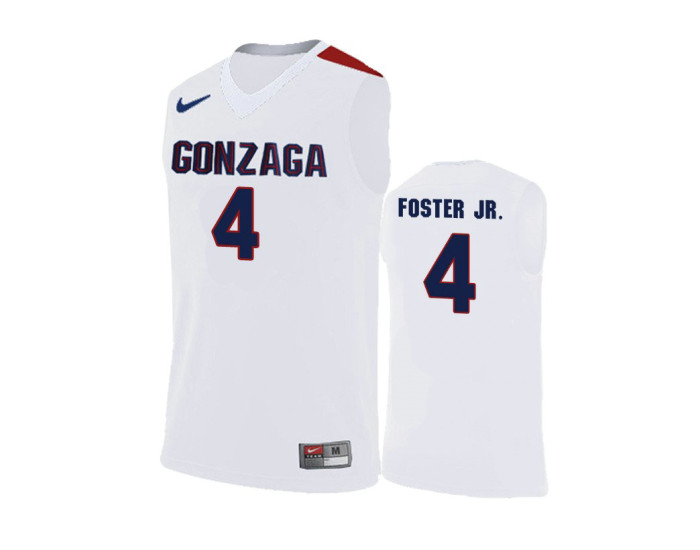 Youth Gonzaga Bulldogs #4 Greg Foster Jr. Road Authentic College Basketball Jersey White