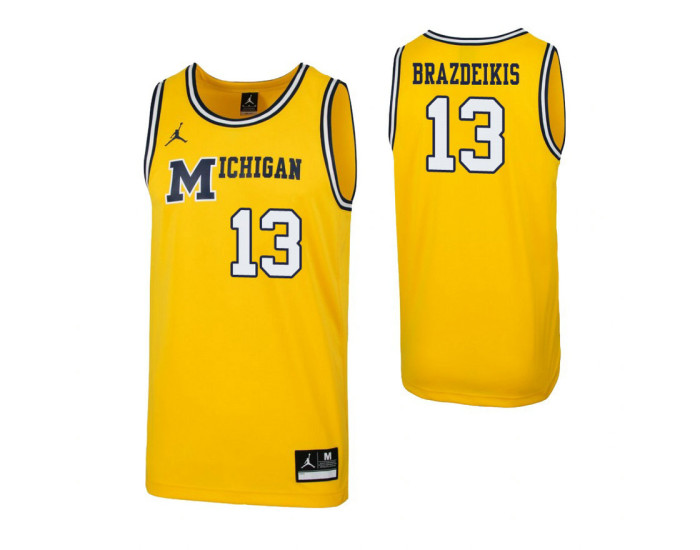 Youth Michigan Wolverines #13 Ignas Brazdeikis 1989 Throwback Authentic College Basketball Jersey Maize