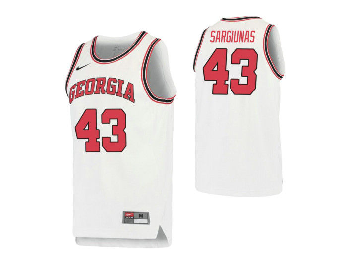 Georgia Bulldogs #43 Ignas Sargiunas Retro Performance Authentic College Basketball Jersey White