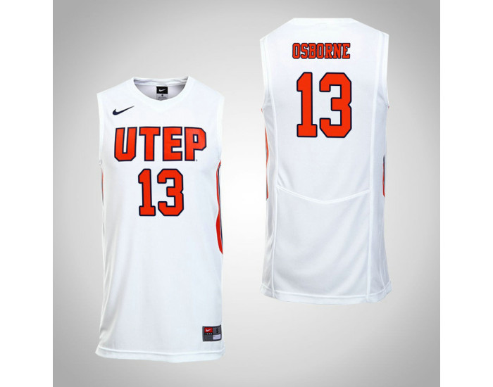 UTEP Miners #13 Isiah Osborne Authentic College Basketball Jersey White