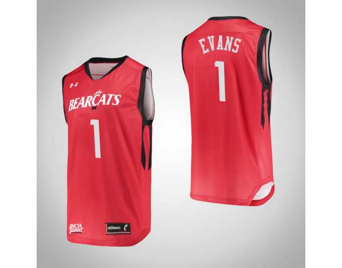 Cincinnati Bearcats #1 Jacob Evans Authentic College Basketball Jersey Red