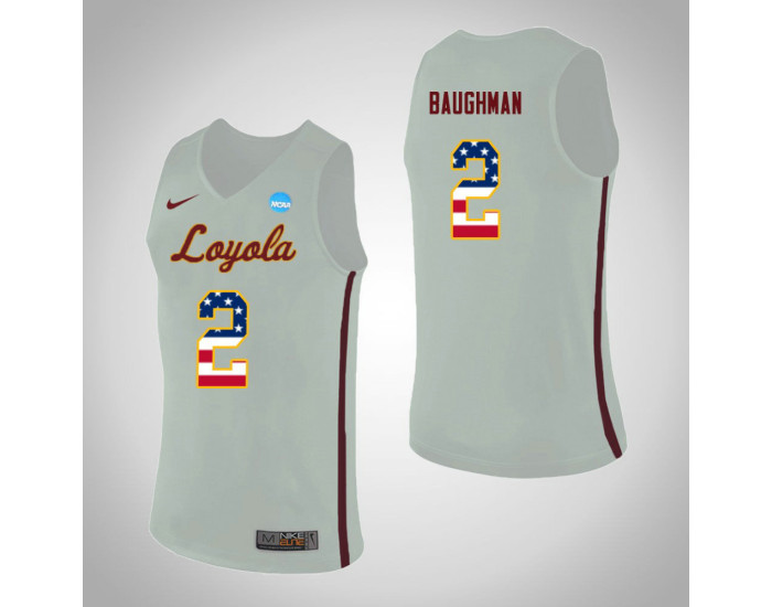 Youth Loyola (Chi) Ramblers #2 Jake Baughman USA Flag Authentic College Basketball Jersey White