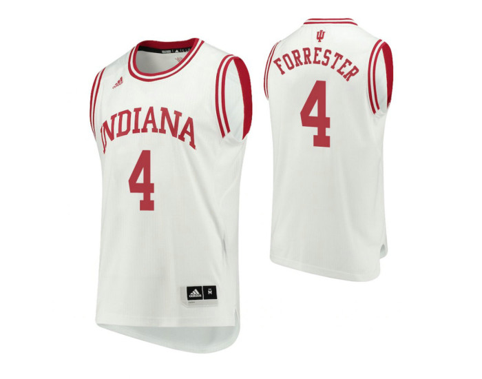 Indiana Hoosiers #4 Jake Forrester Home Replica College Basketball Jersey White
