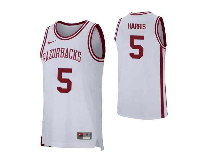 Youth Arkansas Razorbacks #5 Jalen Harris Replica College Basketball Jersey White