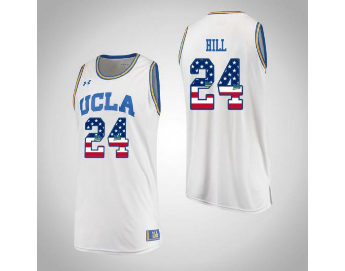 Youth UCLA Bruins #24 Jalen Hill USA Flag Replica College Basketball Jersey White