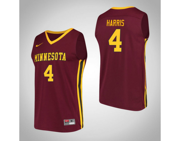 Minnesota Golden Gophers #4 Jamir Harris Performance Replica College Basketball Jersey Maroon
