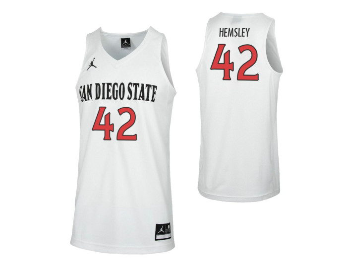 San Diego State Aztecs #42 Jeremy Hemsley Replica College Basketball Jersey White