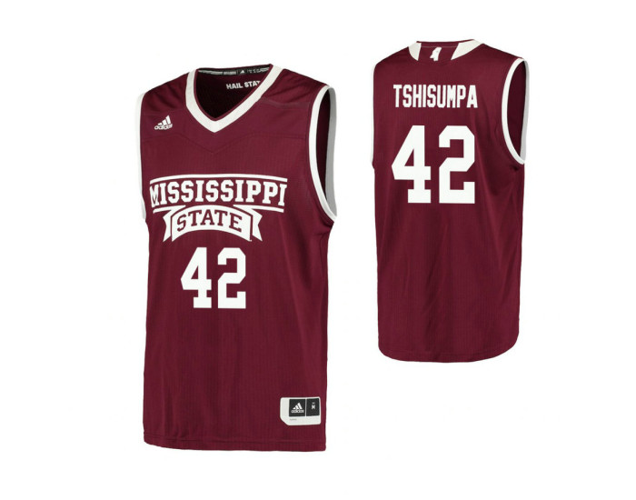 Youth Mississippi State Bulldogs #42 Jethro Tshisumpa Replica College Basketball Jersey Maroon