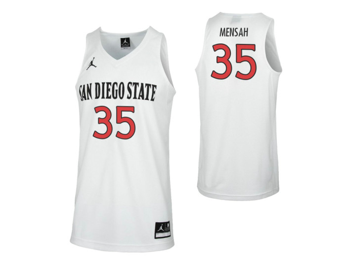 San Diego State Aztecs #35 Joel Mensah Replica College Basketball Jersey White