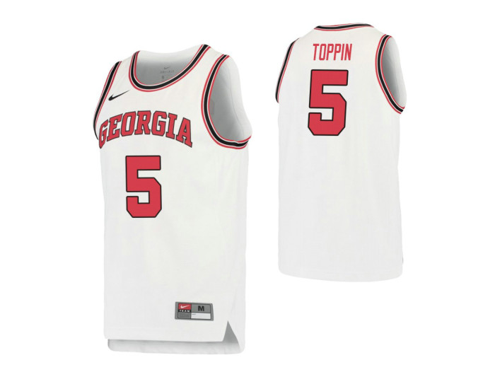Youth Georgia Bulldogs #5 JoJo Toppin Retro Performance Authentic College Basketball Jersey White