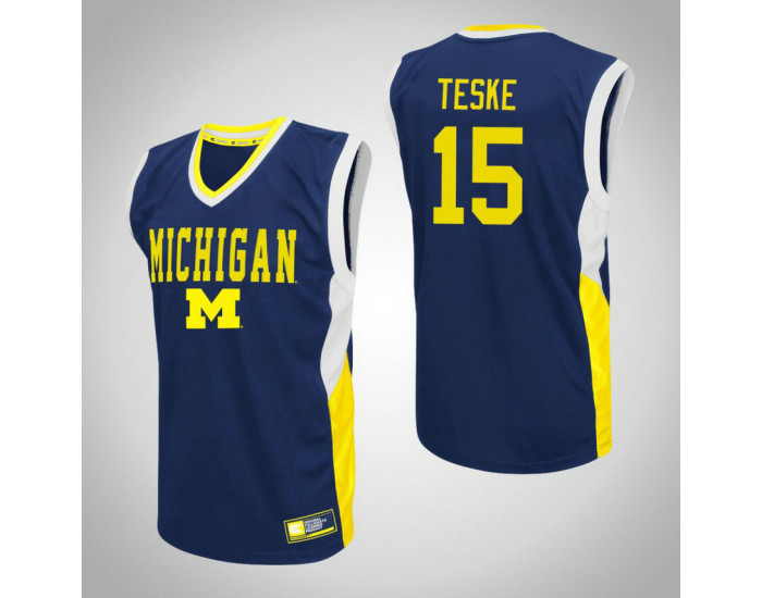 Youth Michigan Wolverines #15 Jon Teske Fadeaway Replica College Basketball Jersey Blue