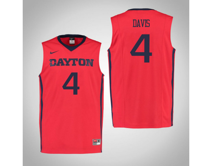 Dayton Flyers #4 Jordan Davis Authentic College Basketball Jersey Red