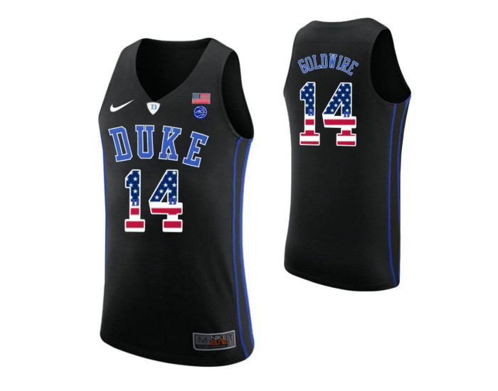 Duke Blue Devils #14 Jordan Goldwire USA Flag Authentic College Basketball Jersey Black
