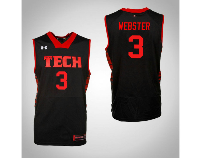 Texas Tech Red Raiders #3 Josh Webster Authentic College Basketball Jersey Black