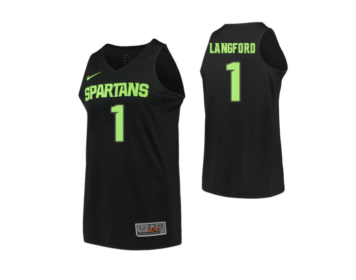 Youth Michigan State Spartans #1 Joshua Langford Replica College Basketball Jersey Black